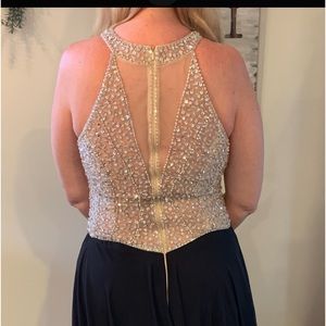 Crème and black formal gown